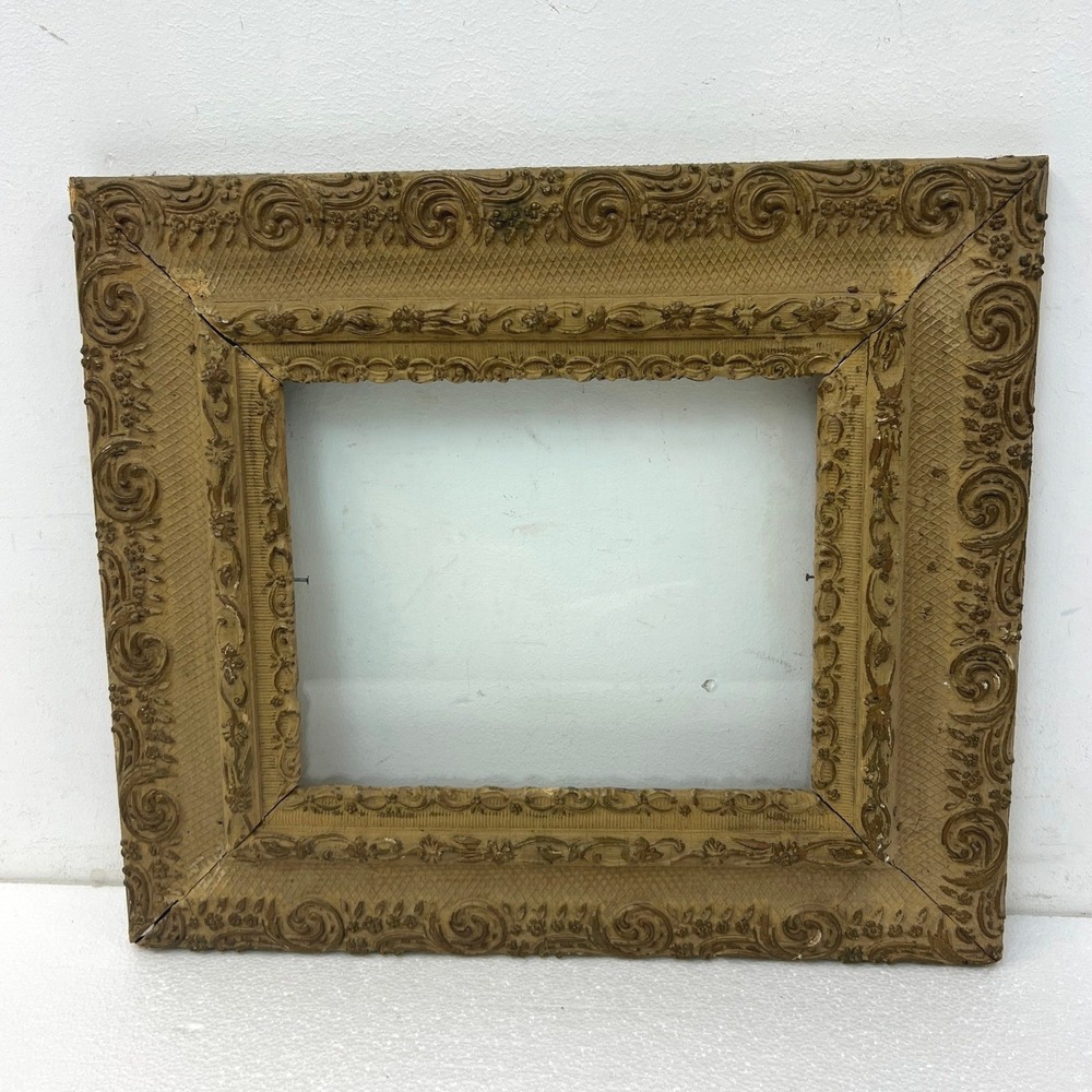 Antique Gilt Gesso Ornate Gold Picture Frame 8x10 Victorian Style Floral Scroll